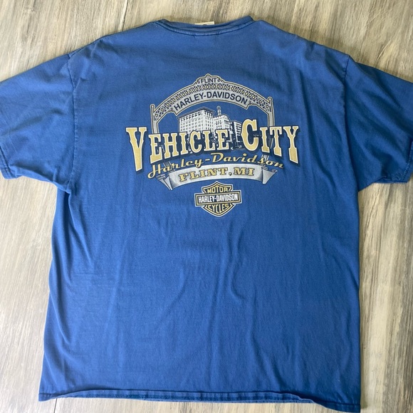 Men’s Harley Davidson T-shirt Flint, Michigan 100% Cotton XL Blue - Picture 6 of 6